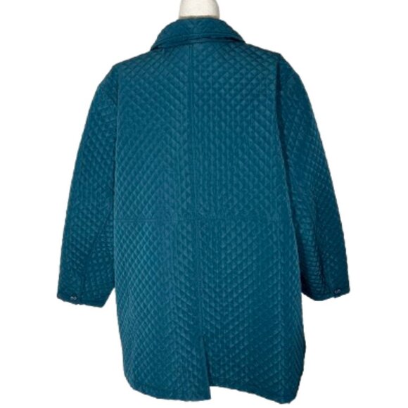 Willow Lane Women's 2x Teal Quilted Button Down Coat - Picture 2 of 7